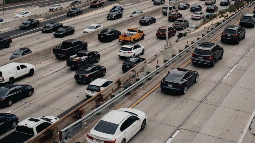 Traffic on Highway 101 in Los Angeles, May 25, 2023. President Donald Trump signed a resolution to revoke California’s power to ban sales of new gas cars by 2035. And Lee Zeldin, the EPA administrator, has urged Congress to rescind waivers for other emissions rules affecting everything from light trucks to lawn mowers. (Mark Abramson/The New York Times)