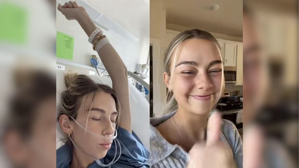 Image of a Sydney Towle TikTok stich where she was stiching an old video saying that it was going to be a great day. (TikTok/Sydney Towle)