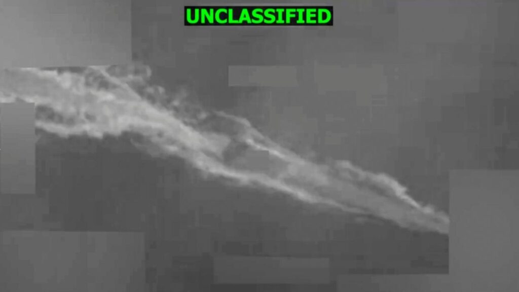 In a screen grab from a video posted on Monday, Aug. 24, by U.S. Southern Command, a vessel it said was operating along a drug-trafficking route in the Eastern Pacific. The U.S. military killed two men in a strike against a boat in the eastern Pacific that it said was transporting narcotics, U.S. Southern Command announced early Monday. The U.S. has killed at least 223 people since the campaign began nearly a year ago. (U.S. Southern Command via The New York Times)