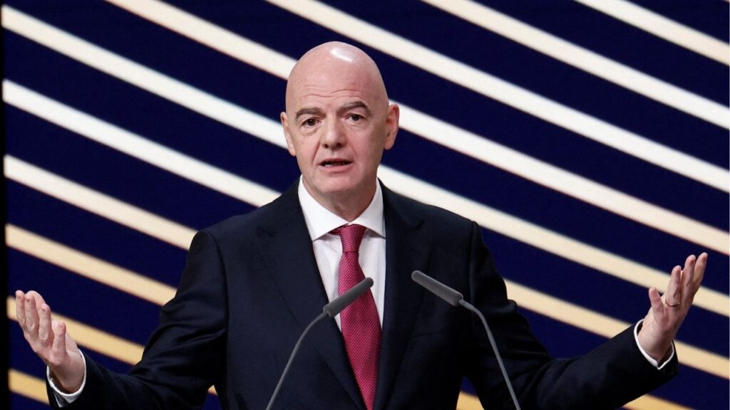 Soccer Football - 50th Ordinary UEFA Congress - Brussels Expo, Brussels, Belgium - February 12, 2026 FIFA president Gianni Infantino speaks during the event Reuters/Benoit Tessier/File Photo