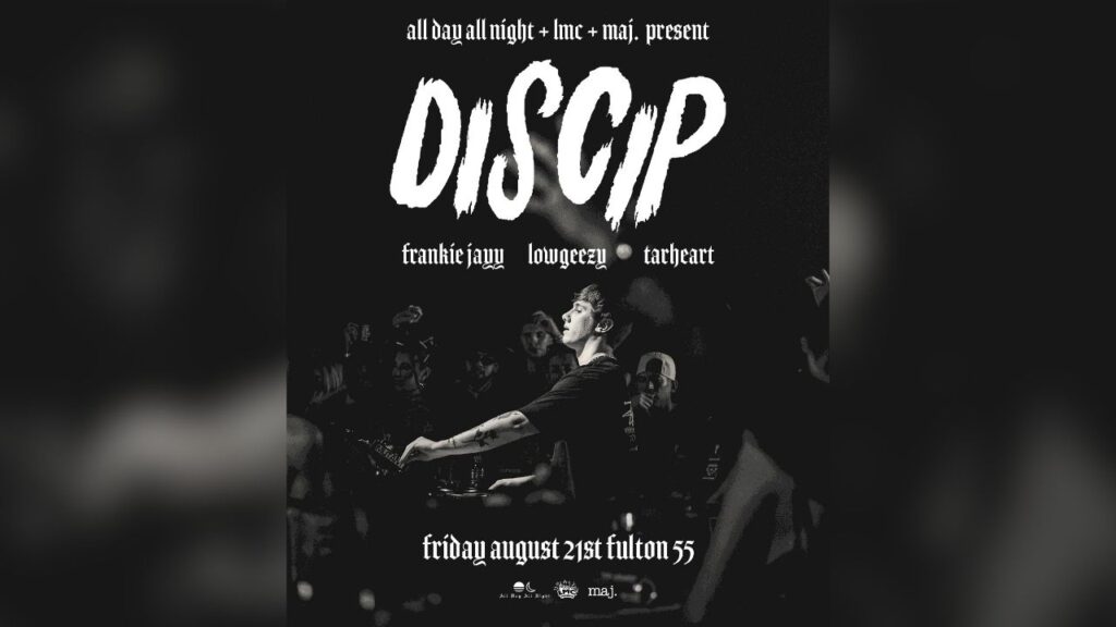 International tech house artist DISCIP will make his Fresno debut Friday, Aug. 21, 2026, at Fulton 55, joined by Frankie Jayy, Lowgeezy and Tarheart for a night of house music. (LMC Presents)