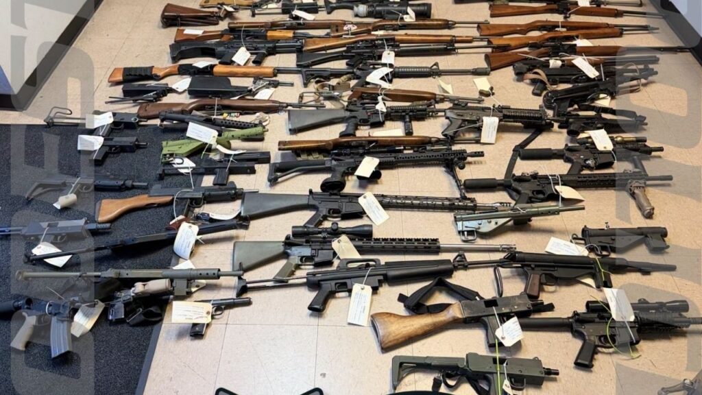 Modesto police arrested 73-year-old Francis Joseph Haidar and seized 81 firearms after investigating threatening communications targeting members of the local legal and law enforcement communities. (Modesto PD)