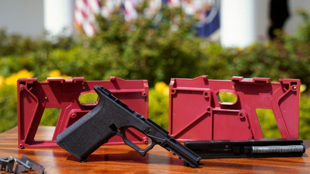 Parts of a ghost gun kit are on display at an event held by U.S. President Joe Biden to announce measures to fight ghost gun crime, at the White House in Washington U.S., April 11, 2022. (Reuters File)Parts of a ghost gun kit are on display at an event held by U.S. President Joe Biden to announce measures to fight ghost gun crime, at the White House in Washington U.S., April 11, 2022. (Reuters File)