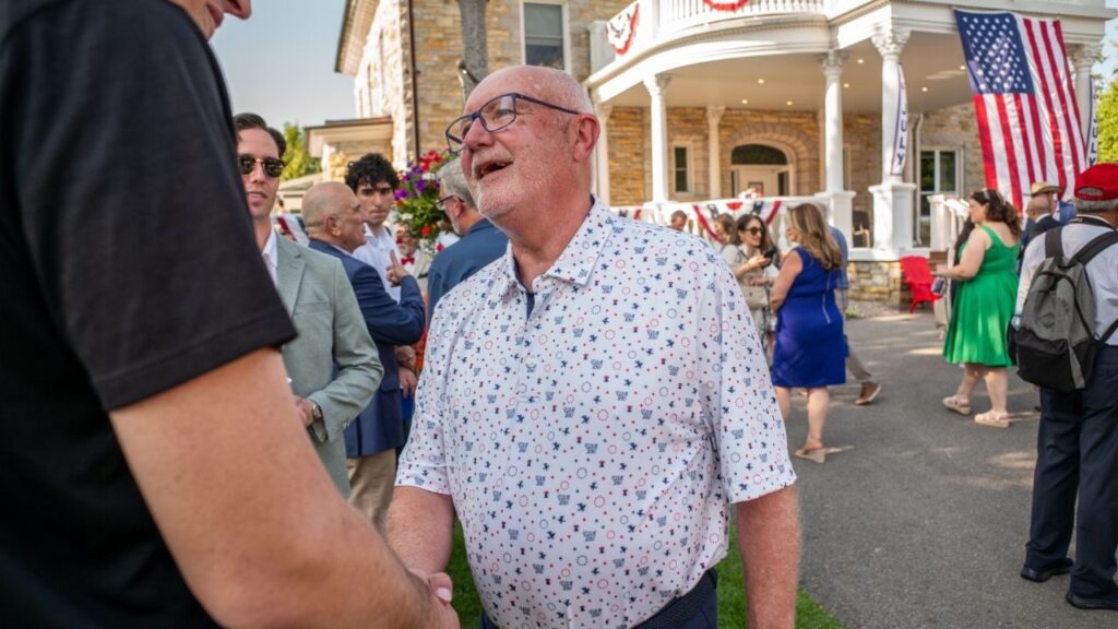 Pete Hoekstra, the U.S. ambassador to Canada, at the embassy's Fourth of July party in Ottawa, Canada, July 4, 2026. A petition in Canada to expel Hoekstra, President Donald Trump’s messenger amid a historic low in relations with the country, that has more than 160,000 signatures was submitted to the Canadian Parliament on July 21, 2026. (Ian Austen/The New York Times)