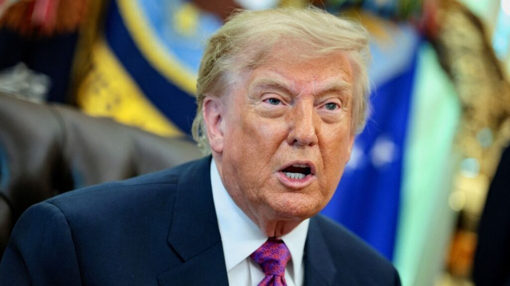 President Donald Trump speaks during an event after signing an executive order renaming Lake Ontario as Lake America in the Oval Office at the White House in Washington, D.C., U.S., August 27, 2026. REUTERS/Evan Vucci