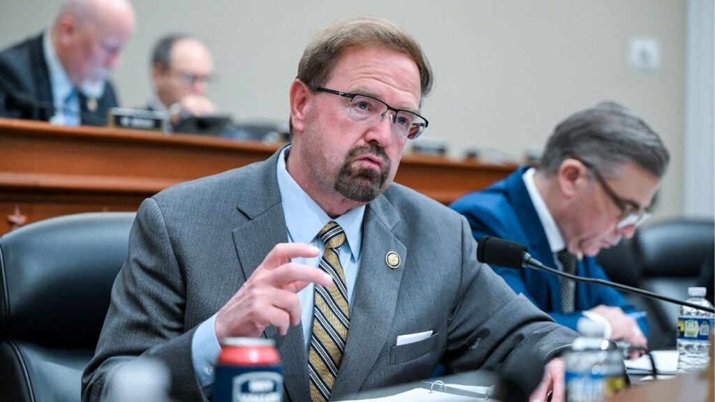 Rep. Chuck Edwards (R-N.C.) during a hearing in Washington on April 15, 2026. Republican officials in western North Carolina on Monday, Aug. 10, selected a candidate to replace Edwards on the November ballot, after he dropped out of the race after the House Ethics Committee documented his troubling conduct toward two young female aides. (Kenny Holston/The New York Times)