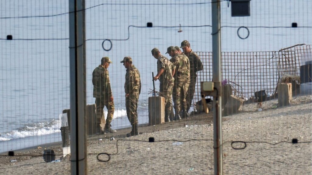 Military personnel work on the border with Morocco in Ceuta, following mass crossings of migrants on foot and by sea from Morocco into Spanish territory, in Ceuta, Spain, August 14, 2026. Reuters/Pedro Nunes