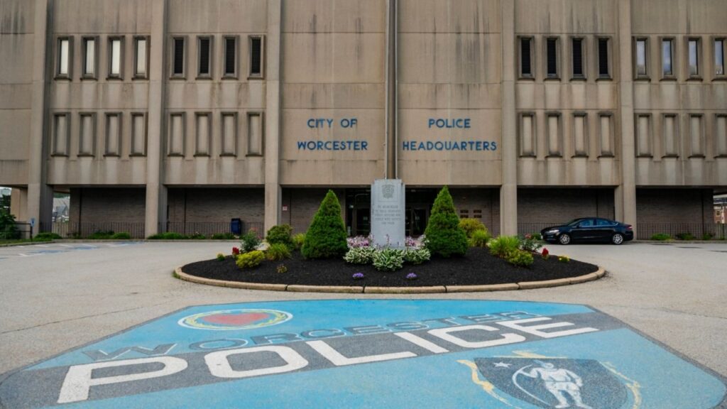 The headquarters of the Worcester Police Department in Worcester, Mass. on July 6, 2023. A Massachusetts woman who was known as an advocate for the mental health of emergency workers is being sought by the police after her husband, an officer, was found dead. (Kylie Cooper/The New York Times)