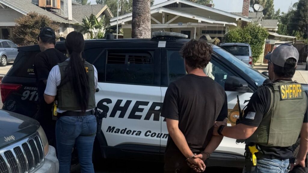 Two suspects were arrested in Fresno in connection with multiple vehicle burglaries in Madera County’s Riverstone area, where authorities said stolen credit cards were used and a loaded stolen firearm was recovered. (Madera County SO)