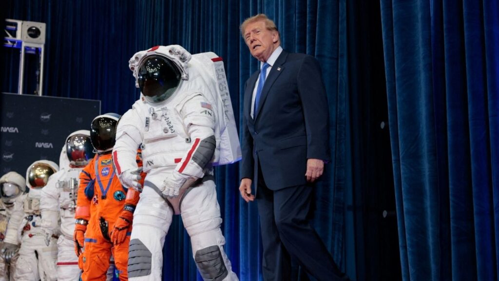 U.S. President Donald Trump reacts as he arrives for a Congressional Space Medal of Honor presentation to the Artemis II crew at NASA's Johnson Space Center in Houston, Texas, U.S., August 28, 2026. REUTERS/Kylie Cooper
