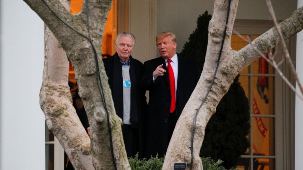 U.S. President Donald Trump talks with actor Jon Voight as he exits the Oval Office before departing for travel to New Jersey from the South Lawn of the White House in Washington, U.S. January 28, 2020. (Reuters File)