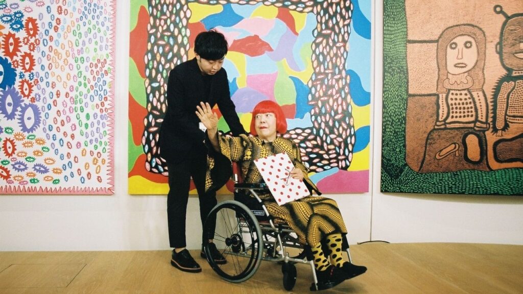 Yayoi Kusama, the acclaimed Japanese artist, at a new museum in Tokyo bearing her name, Sept. 26, 2017. Kusama, whose polka-dot-covered paintings, phallic sculptures and public performances caused a stir in the west in the 1960s, and whose mirrored “Infinity Room” installations became selfie sensations and blockbuster attractions in recent decades, died in Tokyo on on Aug. 14, 2026. She was 97. (Motohiko Hasui/The New York Times)