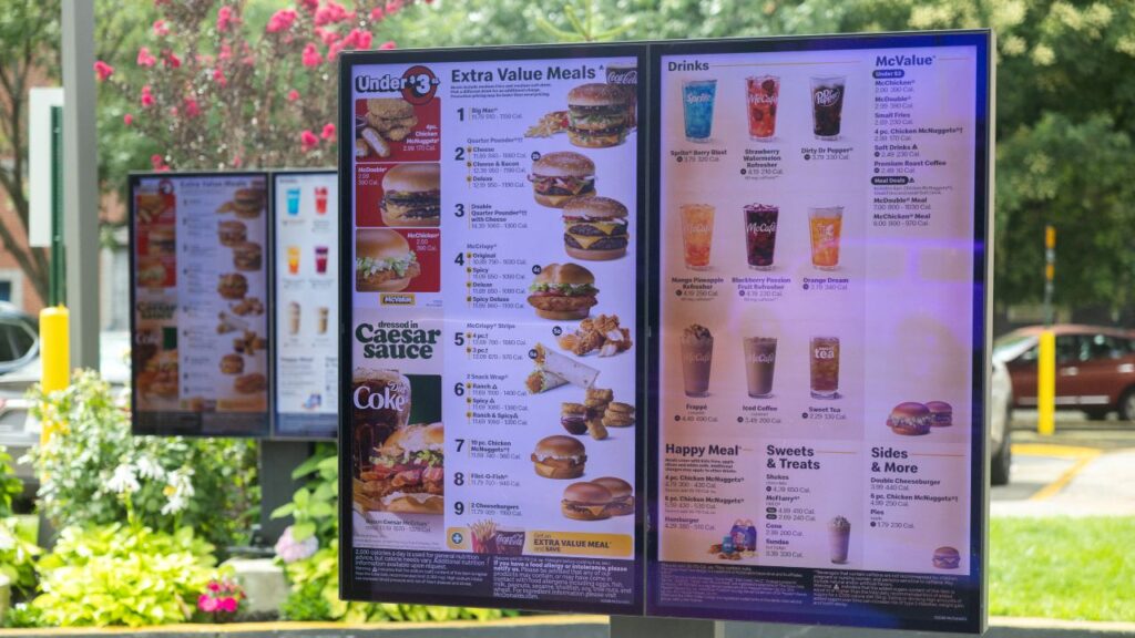 Image of McDonald's drive-through menu