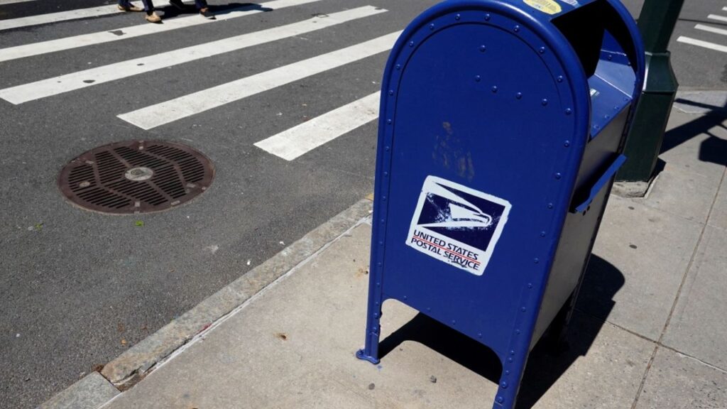 A United States Postal Service (USPS) mailbox is seen in Manhattan, New York City, U.S., May 9, 2022. (Reuters File)