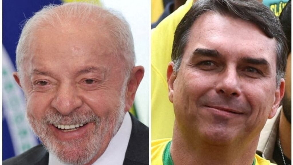 A combination image shows Brazil's President Luiz Inacio Lula da Silva (left) reacts during a ceremony at the Planalto Palace in Brasilia, Brazil, September 4, 2026, and Brazilian presidential candidate and Senator Flavio Bolsonaro (right) attends a campaign event for the 2026 presidential election, at Copacabana beach in Rio de Janeiro, Brazil, August 16, 2026. REUTERS/Adriano Machado and Pilar Olivares