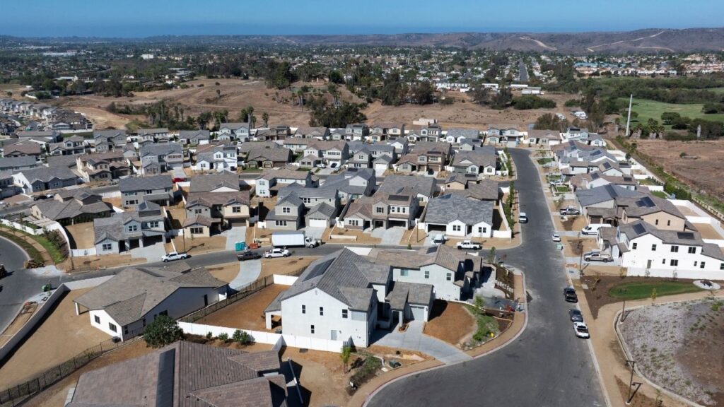 A drone view shows newly constructed single family residential homes, part of a large Lennar Homes development, in Oceanside, California, U.S., September 1, 2026. REUTERS/Mike Blake