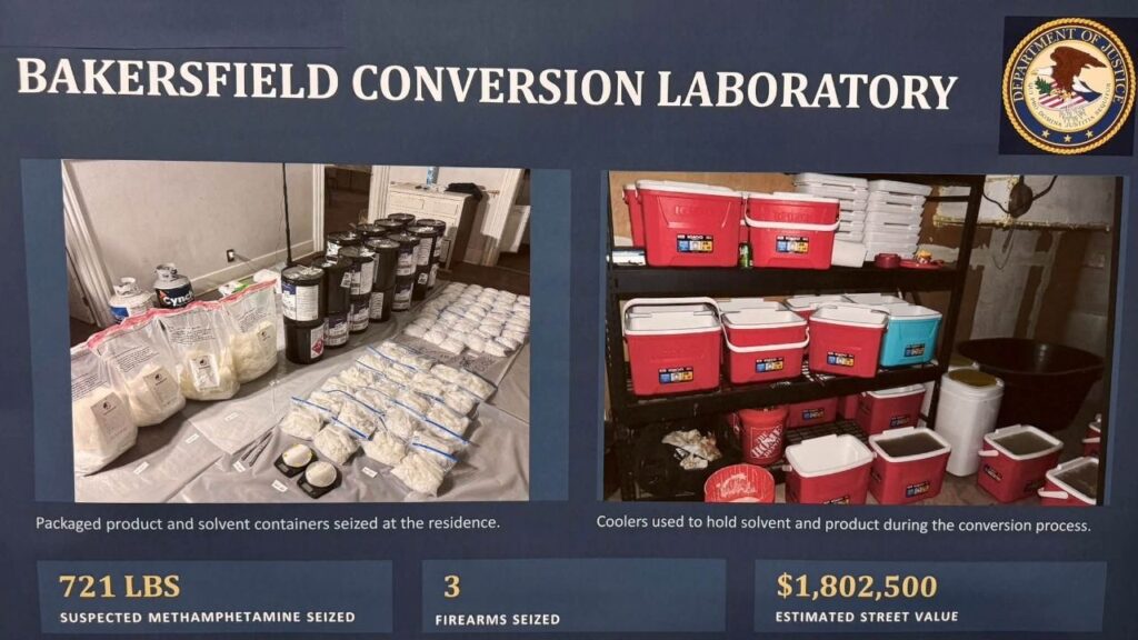 A nearly yearlong multiagency investigation dismantled methamphetamine conversion labs in Bakersfield and Visalia and resulted in 12 arrests. (Fresno County SO)