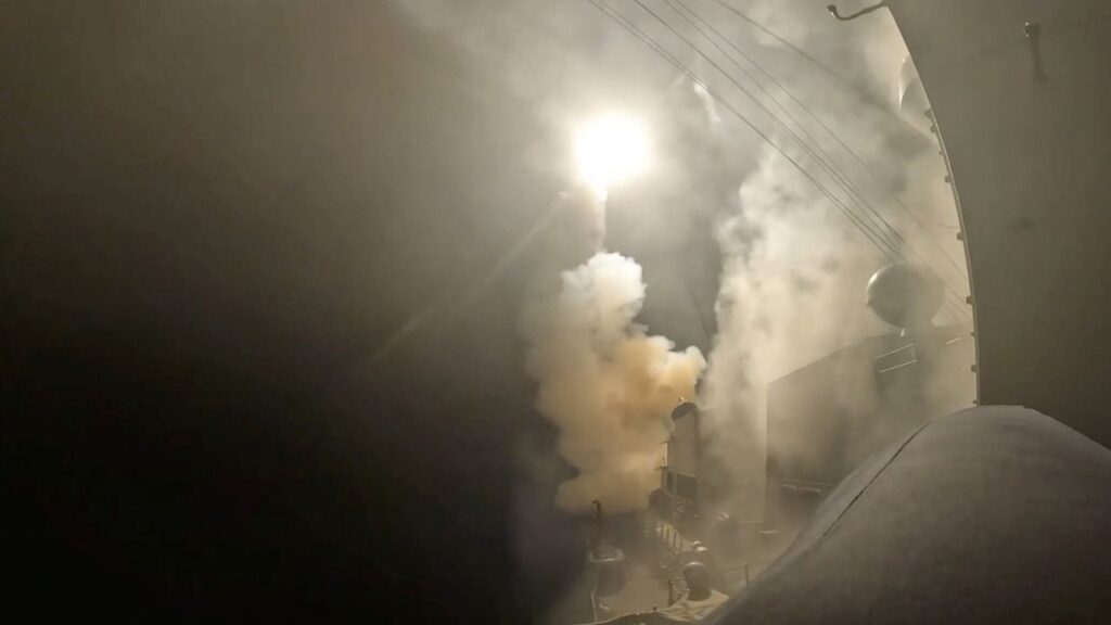 A screengrab from a video obtained from social media on September 1, 2026, shows a missile launch on the day U.S. Central Command (CENTCOM) said U.S. forces carried out strikes on Iranian military target. U.S. Central Command/Handout via REUTERS