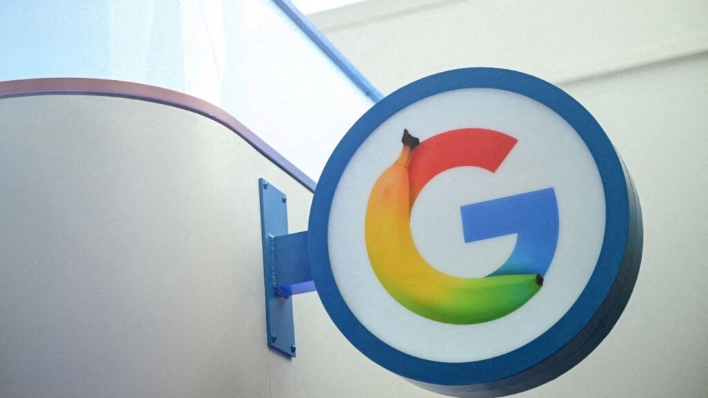 A specially designed Google logo, during the opening of Google's new Artificial Intelligence (AI) centre in Berlin, Germany, March 5, 2026. (Reuters File)