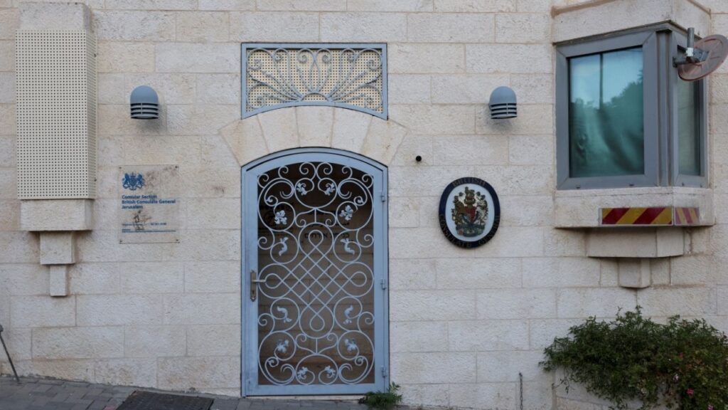 A view of the British Consulate, a day after Israeli Foreign Minister Gideon Saar said he would close it in response to trade sanctions imposed by British Prime Minister Andy Burnham against Israeli settlements in the occupied West Bank, in East Jerusalem, September 9, 2026. REUTERS/Ammar Awad