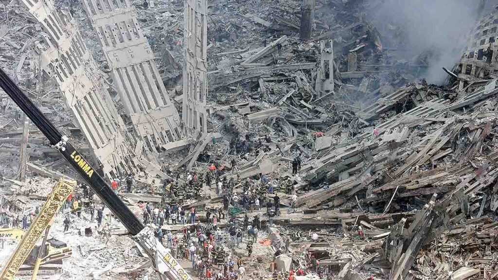 First responders work to rescue survivors from the wreckage of the collapsed World Trade Center in New York on Sept. 12, 2001. New York City officials are making public more than 170,000 pages of documents related to the air quality around the World Trade Center site in the months after the Sept. 11 attacks. (Ruth Fremson/The New York Times)