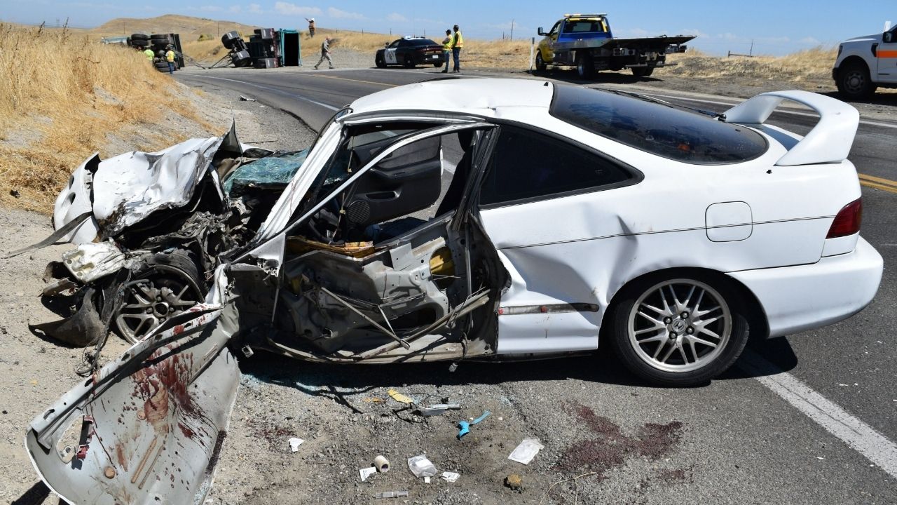 An Acura driver was seriously injured Wednesday after crossing into oncoming traffic and colliding with a gravel truck on Highway 33, according to the CHP. (CHP)