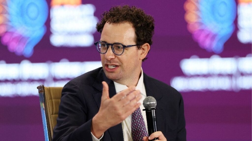 CEO of Anthropic Dario Amodei, addresses the gathering at the AI Impact Summit, in New Delhi, India, February 19, 2026. Reuters/Bhawika Chhabra