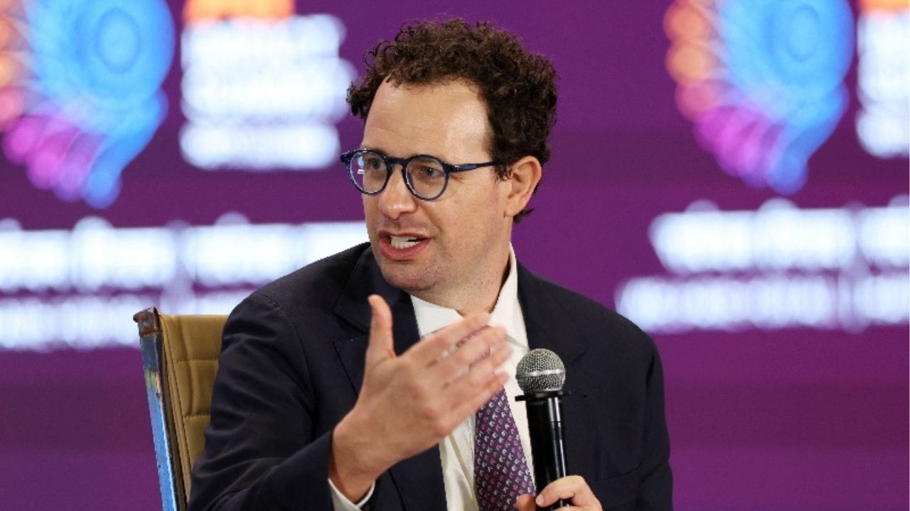 CEO of Anthropic Dario Amodei, addresses the gathering at the AI Impact Summit, in New Delhi, India, February 19, 2026. Reuters/Bhawika Chhabra