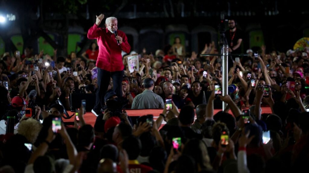 Brazilian President Luiz Inacio Lula da Silva, a candidate for reelection for the Workers' Party (PT), speaks at a campaign rally in Brasilia, Brazil, September 16, 2026. REUTERS/Adriano Machado