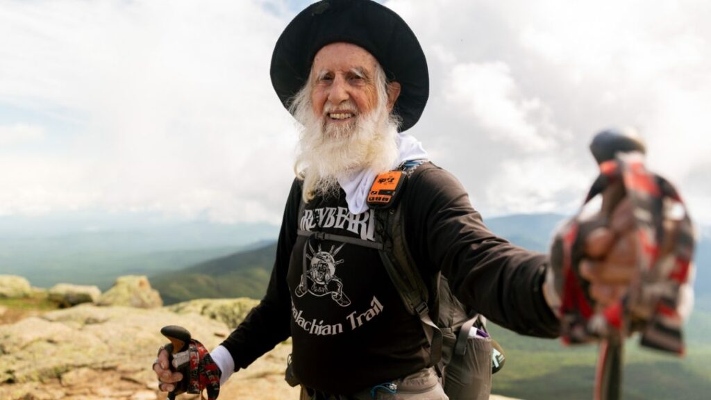 Dale “Grey Beard” Sanders, who once held the record as the oldest person to complete the 2,190-mile Appalachian Trail and, in the summer of 2026 was months into a bid to complete it again at age 91. On Monday, Aug. 31, 2026, Sanders became the oldest person to complete the roughly 2,190-mile trail. (Luke Piotrowski/The New York Times)