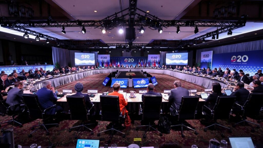 Finance ministers and central bank governors from G20 countries attend a plenary session in Asheville, North Carolina, U.S., August 31, 2026. REUTERS/Sam Wolfe