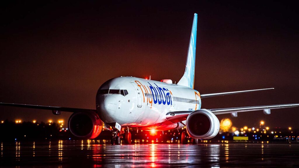 flyDubai Airlines Boeing 737 MAX 8 on the stand. (Shutterstock)
