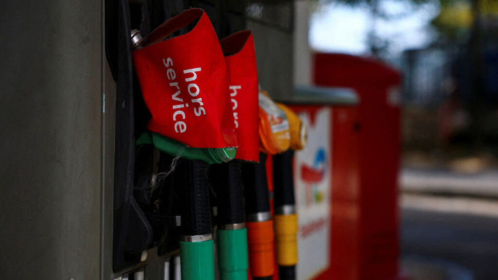 Out-of-service fuel nozzles are seen at a petrol station in Paris, France, September 21, 2026. (Reuters/Sarah Meyssonnier)