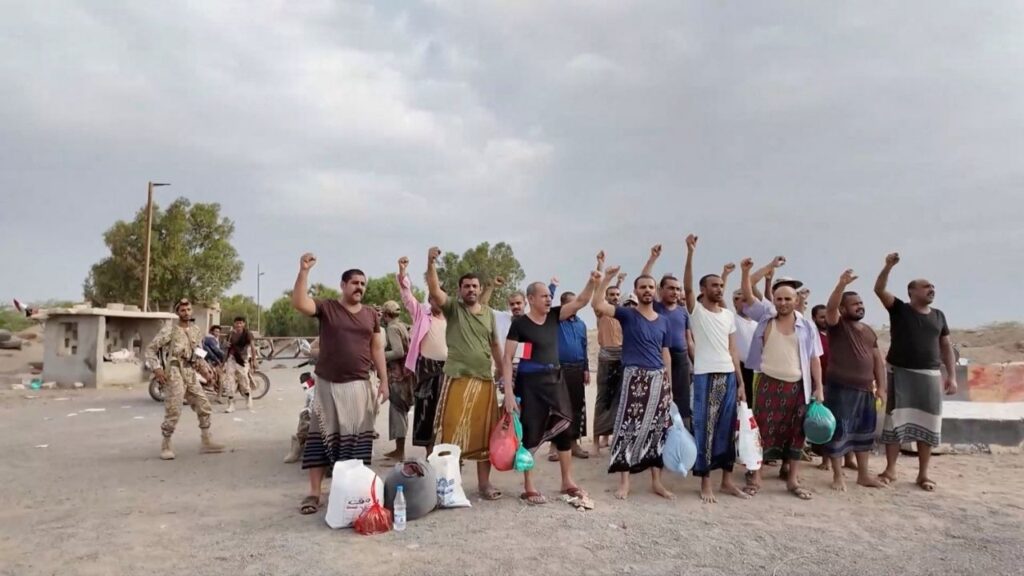 Houthis celebrate territorial gains after a major offensive operation in western Yemen, in this screengrab from a video released on September 14, 2026. The video was said to show footage from the Hodeidah and Taiz governorates. Houthi Military Media/Handout via REUTERS