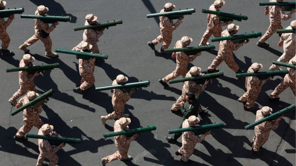 Members of Iranian militia forces (Basij) attend a military march in Tehran, Iran, September 18, 2026. Majid Asgaripour/WANA (West Asia News Agency) via Reuters