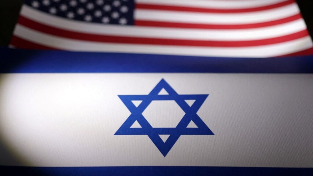 Israeli and U.S. flags are seen in this illustration taken, April 24, 2024. REUTERS/Dado Ruvic/Illustration