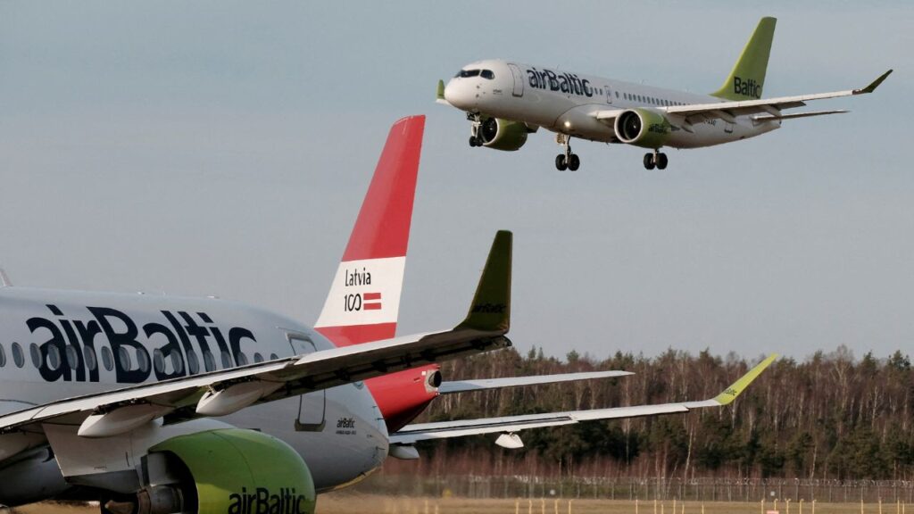 AirBaltic Airbus A220-300 plane YL-AAQ lands at Riga International Airport in Riga, Latvia January 17, 2020. (REUTERS/Ints Kalnins/File Photo)