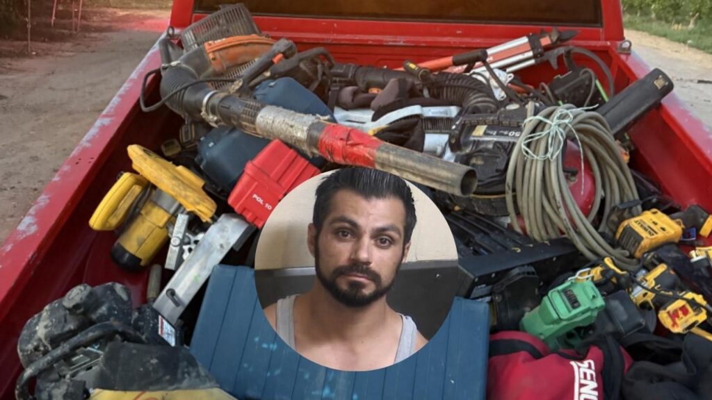 Joe Ramos Florez, 35, of Dinuba, was arrested in connection with multiple school burglaries after detectives recovered $25,000 in stolen tools. (Fresno County SO)