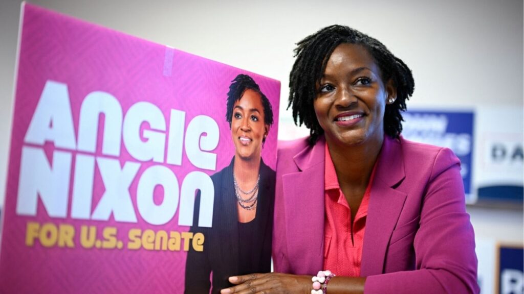 Democratic U.S. Senate candidate Angie Nixon poses for a photo on the day of her campaign kickoff in Orlando, Florida, U.S. September 5, 2026. Reuters/Phelan M. Ebenhack