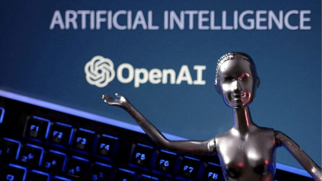 OpenAI logo and AI Artificial Intelligence words are seen in this illustration taken, May 4, 2023./File Photo