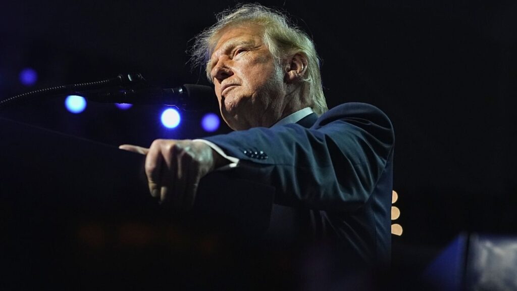 President Donald Trump onstage at the Republican midterm convention in Dallas, Sept. 9, 2026. In his convention speech, the president floated a $5,000 “Trump Dividend” for every adult American if Republicans keep control of Congress. The idea, like many others, may not come to pass. (Haiyun Jiang/The New York Times)