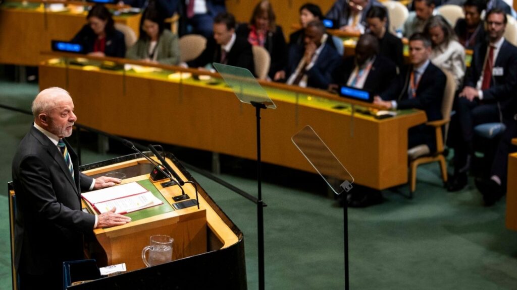 President Luiz Inácio Lula da Silva of Brazil addresses the 81st session of the United Nations General Assembly, at the UN headquarters, on Tuesday, Sept. 22, 2026. (Dave Sanders/The New York Times)