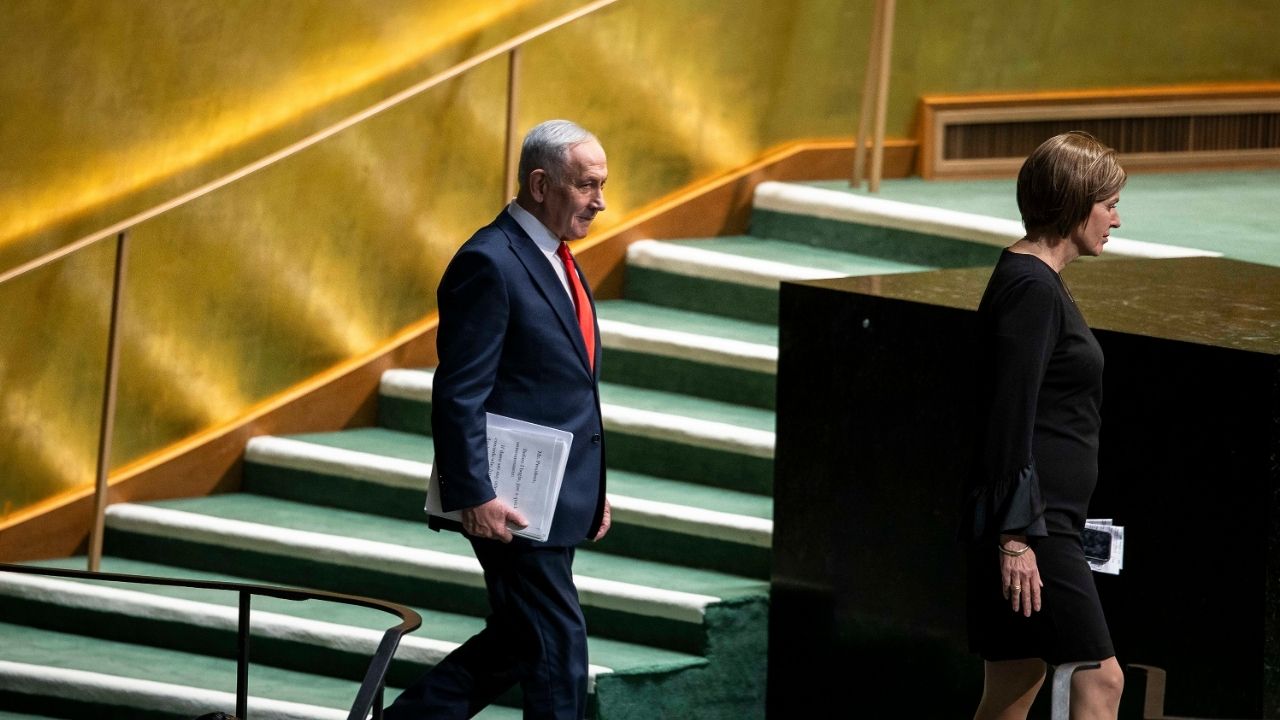 Prime Minister Benjamin Netanyahu of Israel prepares to speak during the 81st session of the United Nations General Assembly at the UN headquarters, Sept. 24, 2026. Netanyahu visited the United Arab Emirates over the weekend to meet with the Emirati president, Sheikh Mohamed bin Zayed Al-Nahyan, the two leaders’ offices confirmed on Monday, Sept. 28, 2026. (Dave Sanders/The New York Times)