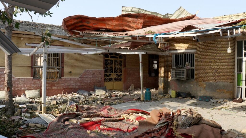 Rubble lies around a damaged house following a reported attack near a wedding gathering in Kuhistik, Sirik, Iran, September 2, 2026. Razieh Poudat/ISNA/via WANA (West Asia News Agency) via REUTERS