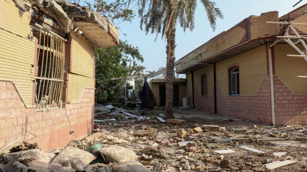 Rubble lies around damaged houses following a reported attack near a wedding gathering in Kuhistik, Sirik, Iran, September 2, 2026. Razieh Poudat/ISNA/via WANA (West Asia News Agency) via REUTERS