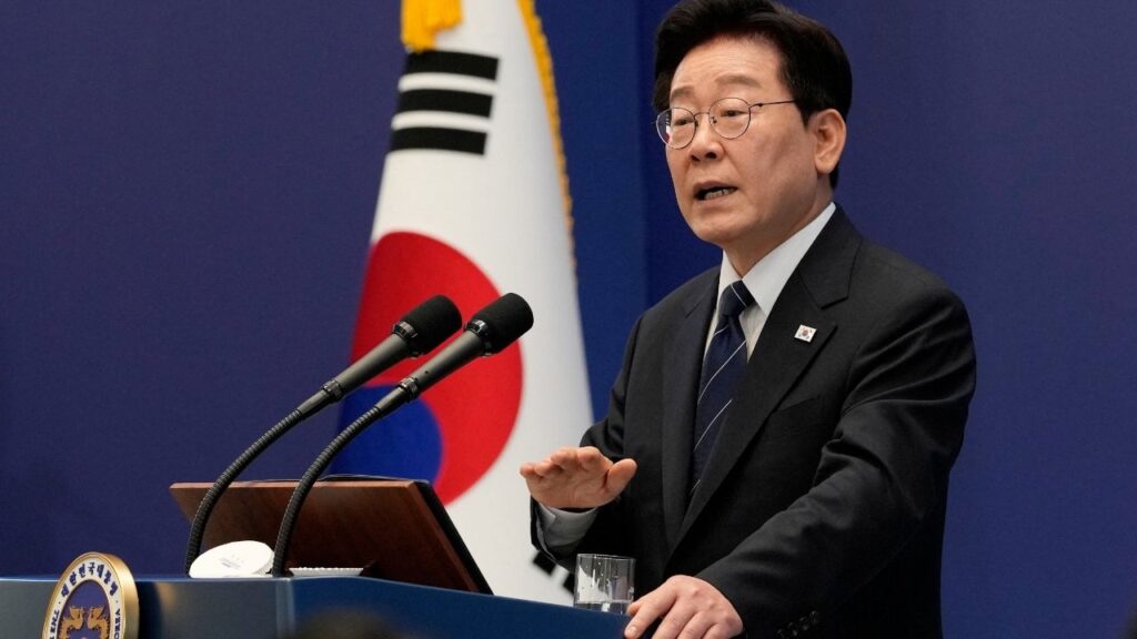 South Korean President Lee Jae Myung speaks during a press conference at the presidential Blue House in Seoul, South Korea, Friday, September 18, 2026. Ahn Young-joon/Pool via REUTERS