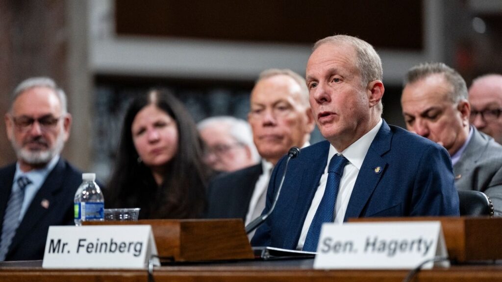 Stephen Feinberg, then the nominee for deputy secretary of defense, during his confirmation hearing on Capitol Hill in Washington, Feb. 25, 2025. Feinberg, the deputy secretary of defense, has been charged with trying to help rejuvenate the U.S. defense industrial base. (Eric Lee/The New York Times)