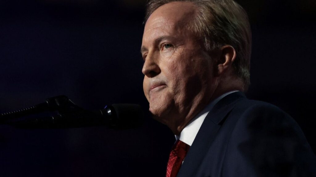 Texas Attorney General Ken Paxton, candidate for U.S. Senate, speaks during the Republican National Midterm Convention in Dallas, Texas, U.S., September 9, 2026. REUTERS/Jessica Koscielniak