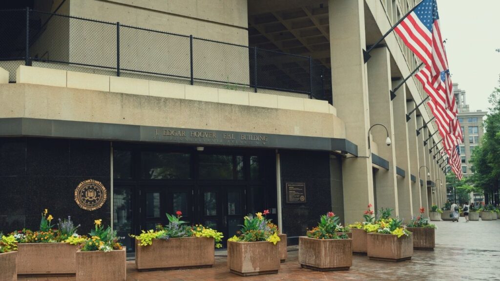 The J. Edgar Hoover FBI Building in Washington, July 18, 2025. The FBI in 2025 shut down an inquiry into allegations that a political adviser to Sen. Susan Collins (R-Maine) participated in a scheme to funnel illegal campaign contributions from a defense contractor seeking lucrative federal contracts, current and former officials said. (Tierney L. Cross/The New York Times)