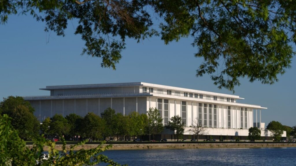 The John F. Kennedy Center for the Performing Arts in Washington, on Tuesday, Sept. 15, 2026. Lawyers for the Kennedy Center told a federal judge on Sept. 17 that a temporary closure was urgently needed to protect the public after a five-foot section of plaster fell from the ceiling during a recent storm. (Salwan Georges/The New York Times)